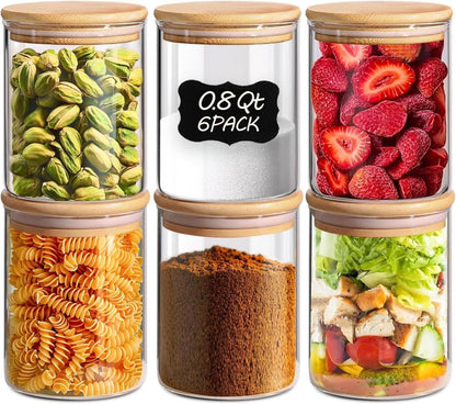 ComSaf 2Pcs Large Glass Storage Containers with Lids 4Qt, 1 Gallon Wide Mouth Flour Sugar Storage Containers, Large Capacity and Sealed for Rice, Cereal, Oat, Easy Clean and Scoop, Pantry Organization