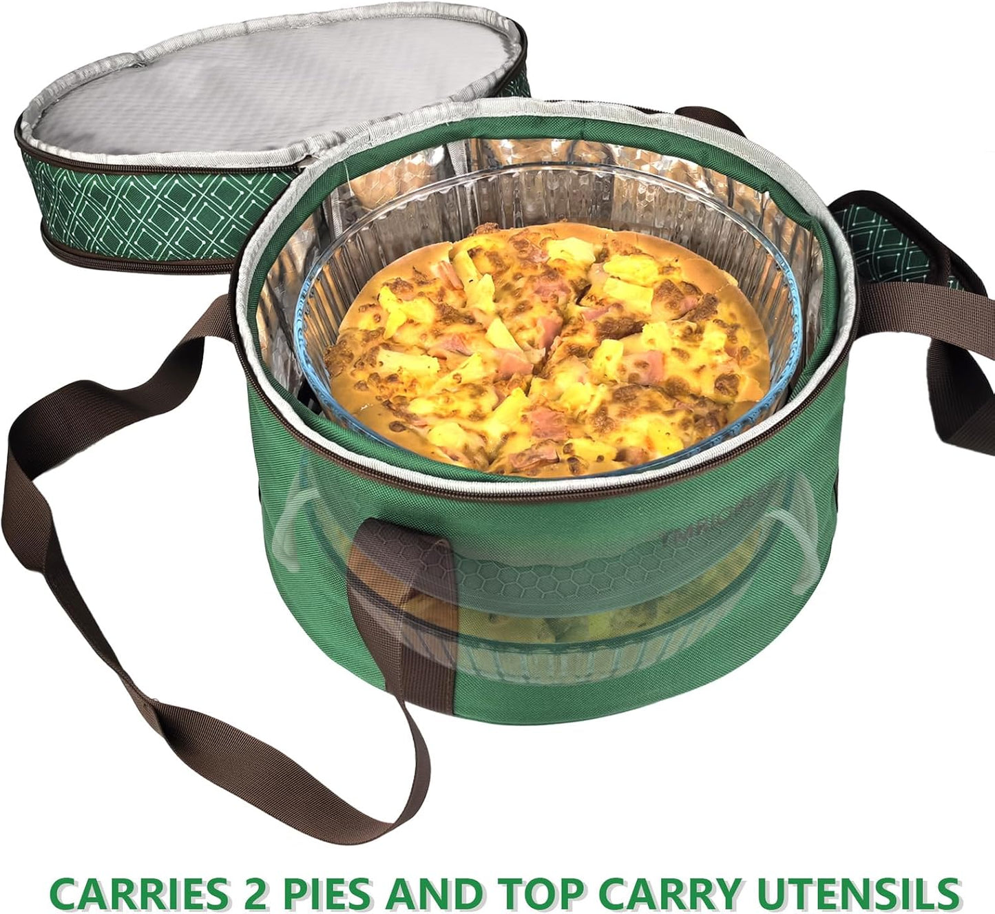 Pie Carrier With A Lid And Handle, With A Hard Edge That Won'T Collapse, Round Insulated Casserole Carrier,It Is Suitable For The Safe Transportation Of Cold And Hot Food (Red)