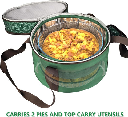 Pie Carrier With A Lid And Handle, With A Hard Edge That Won'T Collapse, Round Insulated Casserole Carrier,It Is Suitable For The Safe Transportation Of Cold And Hot Food (Red)
