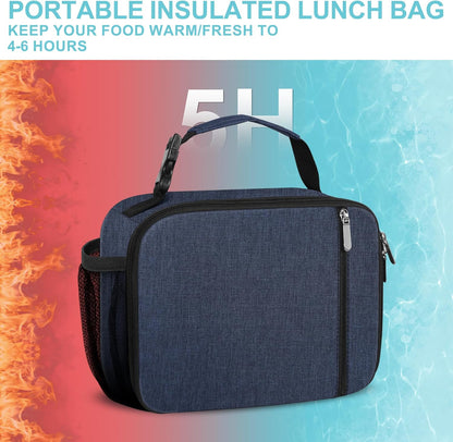 esouler Lunch Box Kids Insulated Lunch Bag for Boys & Girls Durable Children Lunchbox for School with Water Bottle Holder-Black