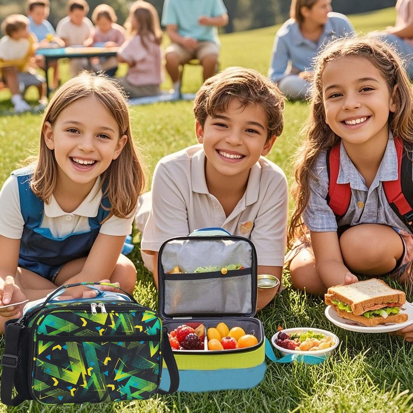 RHCPFOVR Kids Initial Lunch Bag - Insulated Lunch Box for Boys Girls,Washable Lunch Bag and Reusable Toddler Leak-proof Lunchbox for School and Daycare - Colors A