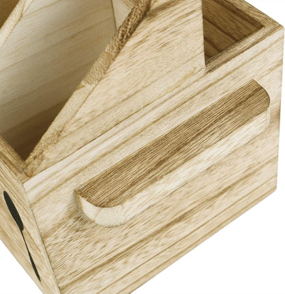 Ikee Design Wooden Utensil Caddy with Handles, Silverware Caddy, Silverware Holder for Countertop,Party,Camping and Kitchen, Silverware Organizer, Picnic Cutlery Holders, White Color