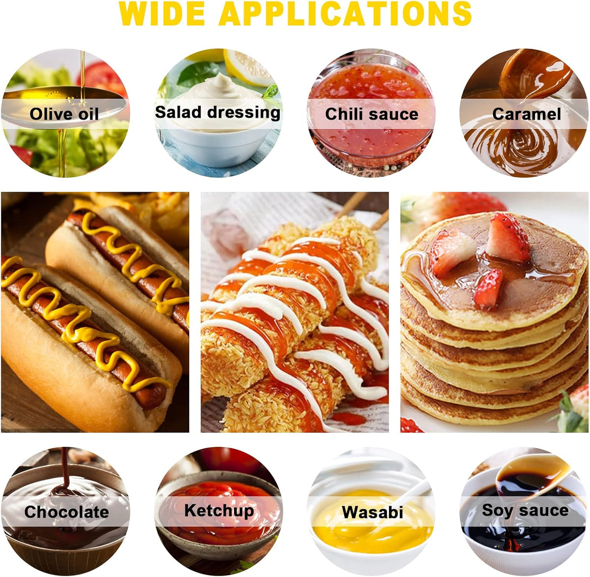 4Pack 23oz Plastic Squeeze Condiment Bottles 3 Holes Sauce Squeeze Bottle 680ml Squirt Bottles for Syrup Ketchup Dressing Oil Honey
