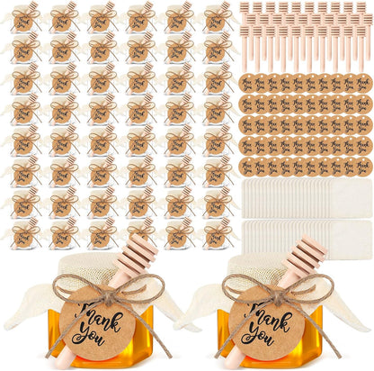 Funnymoom 2.5 oz Mini Honey Jars with Wooden Dippers, Classic