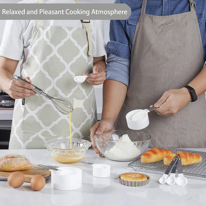 Measuring Cups and Spoons Set of Huygens Kitchen Gadgets 10 Pieces, Stackable Stainless Steel Handle Measuring Cups for Measuring Dry and Liquid Ingredient (Gray)