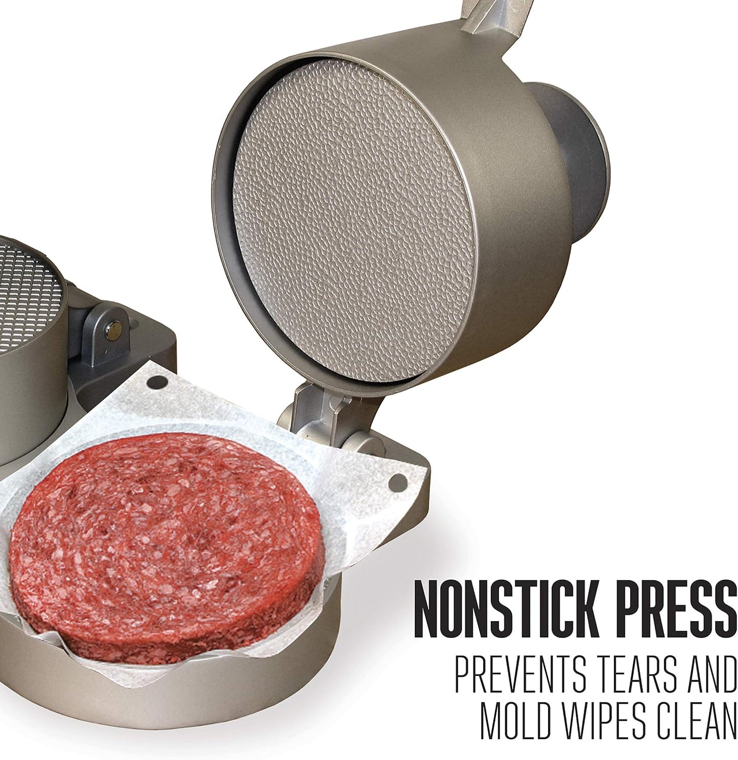Weston Burger Press, Makes 4 1/2" Diameter Patties for Hamburger, Crab Cakes, Sausage, 1/4lb to 3/4lb, Single, Non-stick Heavy-Duty Cast Aluminum (07-0301)