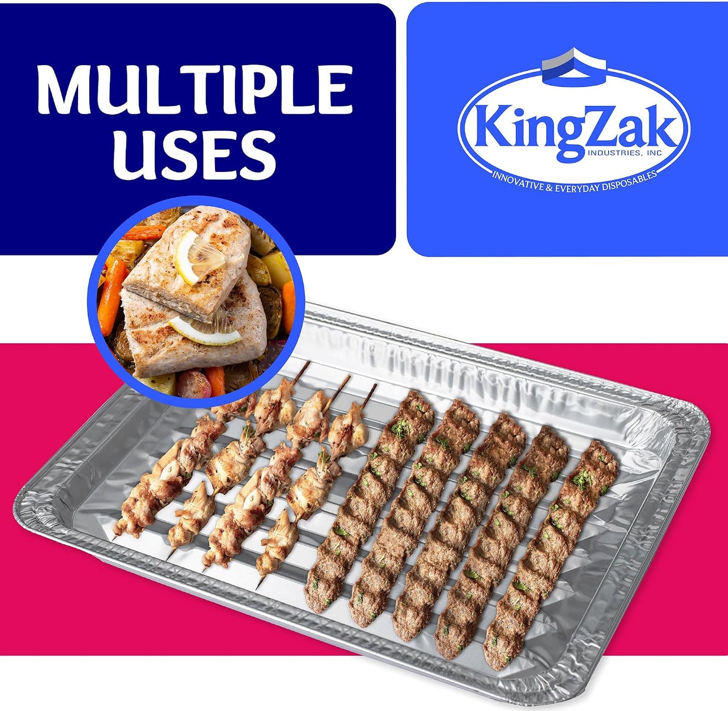 Aluminum Foil Broiler Pans, Grill Liners, (200 Pack) Sheet Pans for Oven, Roasting Rack, Disposable Aluminum Trays with Ribbed Surface for BBQ