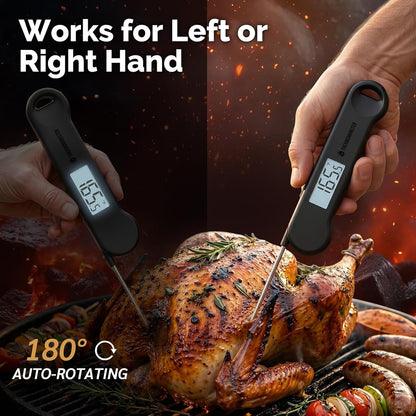 0.5 Sec Instant Read Meat Thermometer Digital for Outdoor Fryer, Black