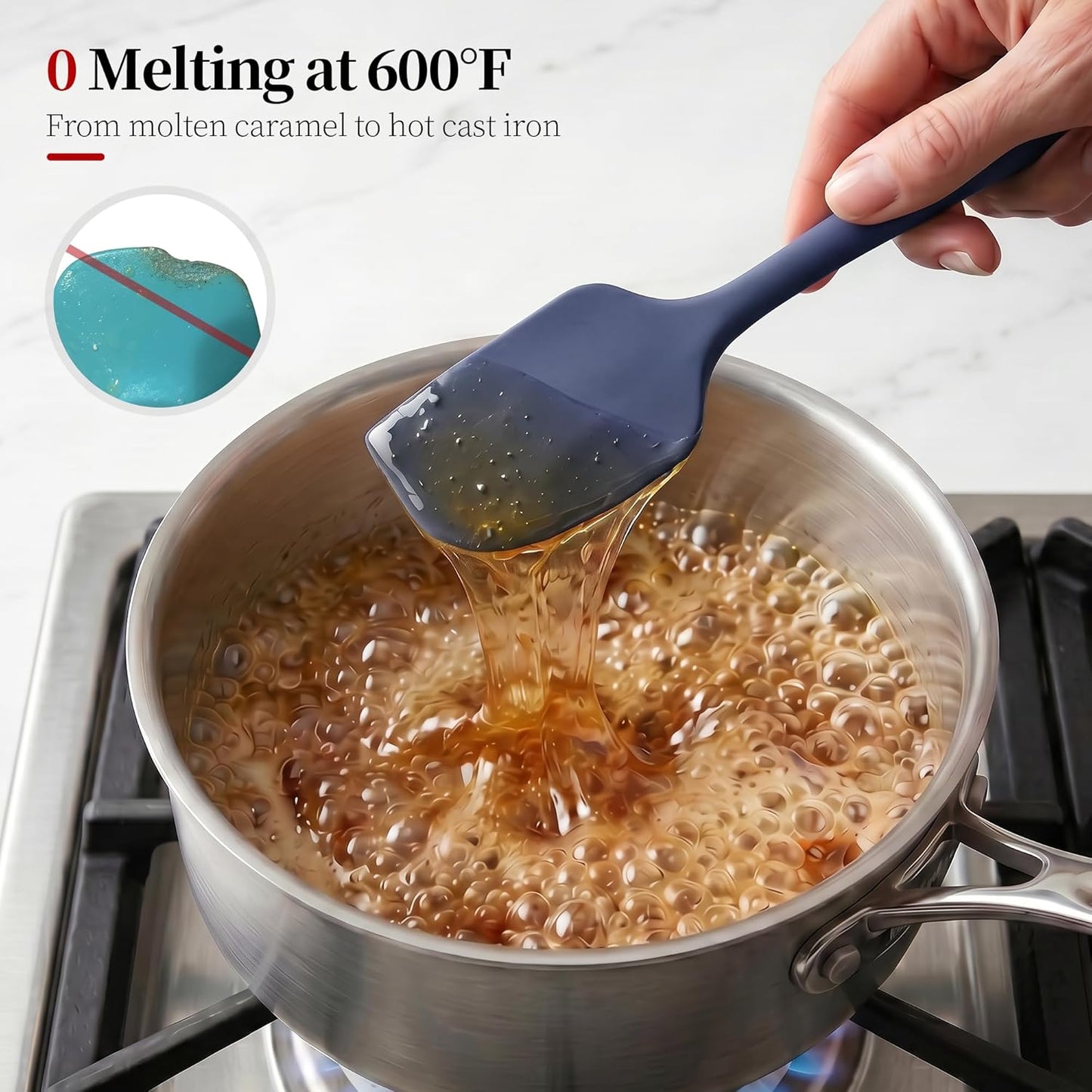600ºF Heat Resistant Spatulas, High Heat Food Safe Semless Kitchen Silicone Scraper Set for Cooking Baking Mixing Scraping Stirring Nonstick Cookware Pan Bowl (4Pcs,Aqua Sky)