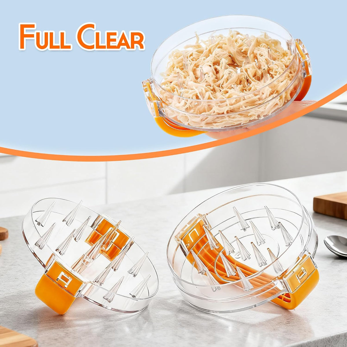 NonSlip Chicken Shredder Tool Twist, Clear Meat Shredder