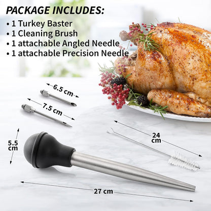 Zulay Kitchen Stainless Steel Turkey Baster
