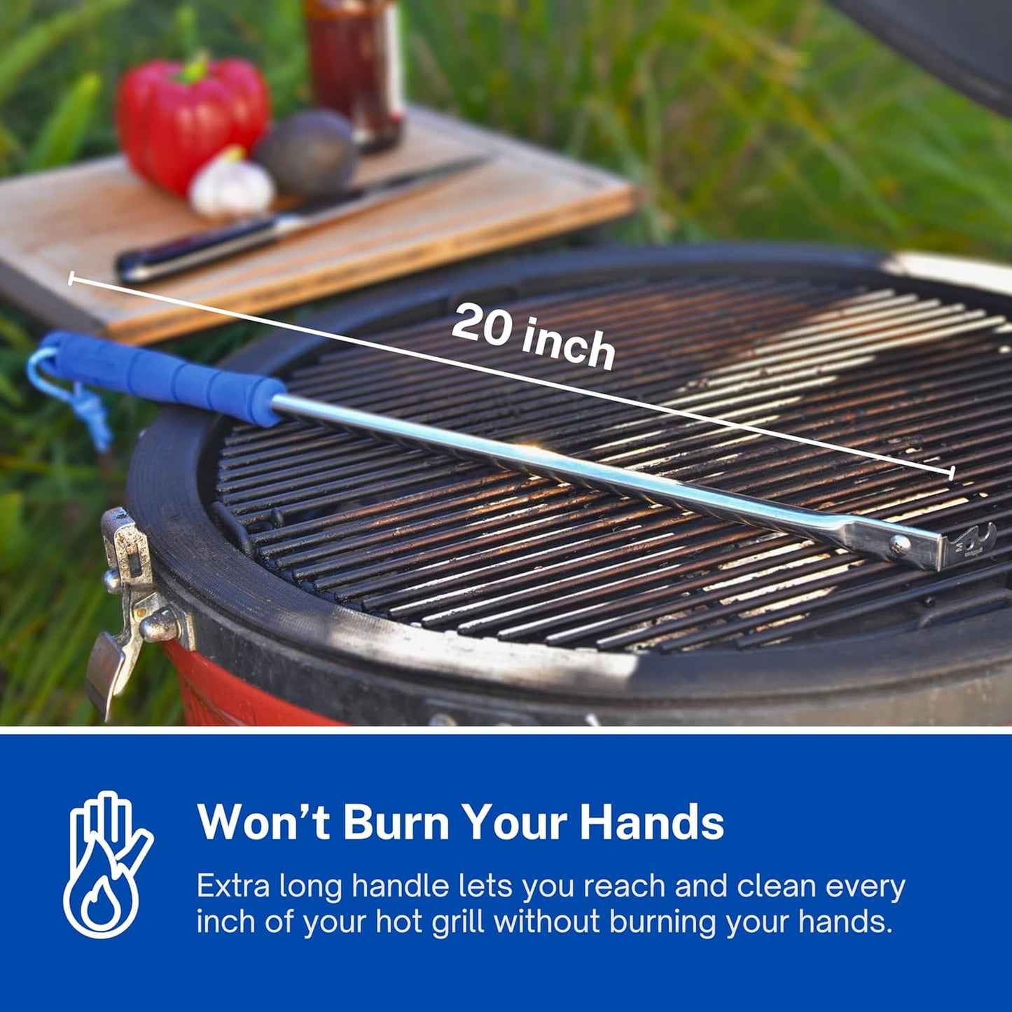 Grill Floss Premium Grill Scraper for Outdoor Grill with Round Grates - Bristle Free Grill Brush for Outdoor Grill - BBQ Grill Grate Cleaner Cleans Top and Bottom of Grill Without Lifting Grates