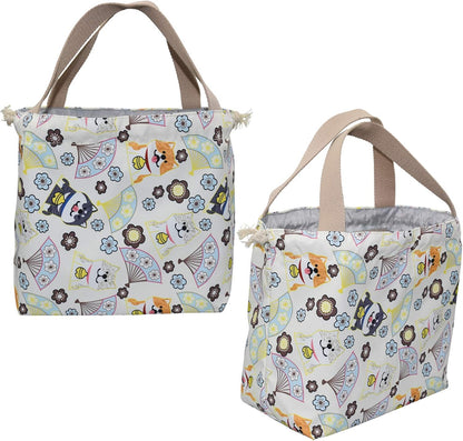 enyuwlcm Mini Lunch Tote Pouch Reusable Small Cute Lunch Bag with Drawstring Suitable for Girls Women Cat Blue