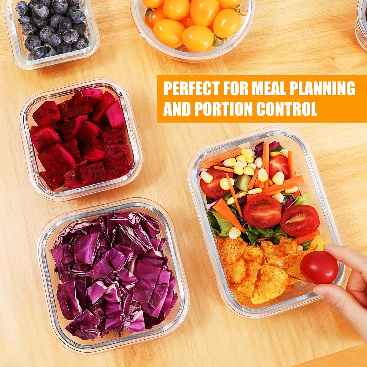 DANALLAN 30Pcs Glass Food Storage Containers with Lids Meal Prep Containers Airtight Leak Proof Bento Lunch Boxes Lunch Containers Sets Microwave Oven Freezer Dishwasher Safe