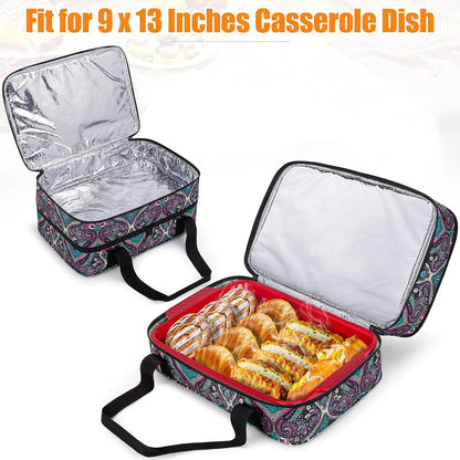 Trunab Casserole Carrier for Hot or Cold Food Insulated Casserole Dish Carrier Thermal Tote Bag for Picnic, Fits 9"×13" Baking Dish, Grey (Totem, Double Decker+Tool Room)
