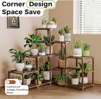 Bamworld Plant Stand Indoor Plant Shelf Outdoor Wood Plant Rack