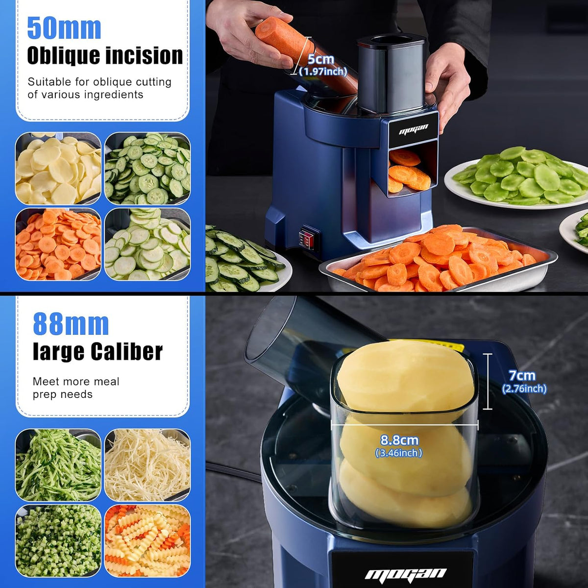 MOGAN 5-In-1 Electric Vegetable Cutter, Commercial Vegetable Dicer Slicer