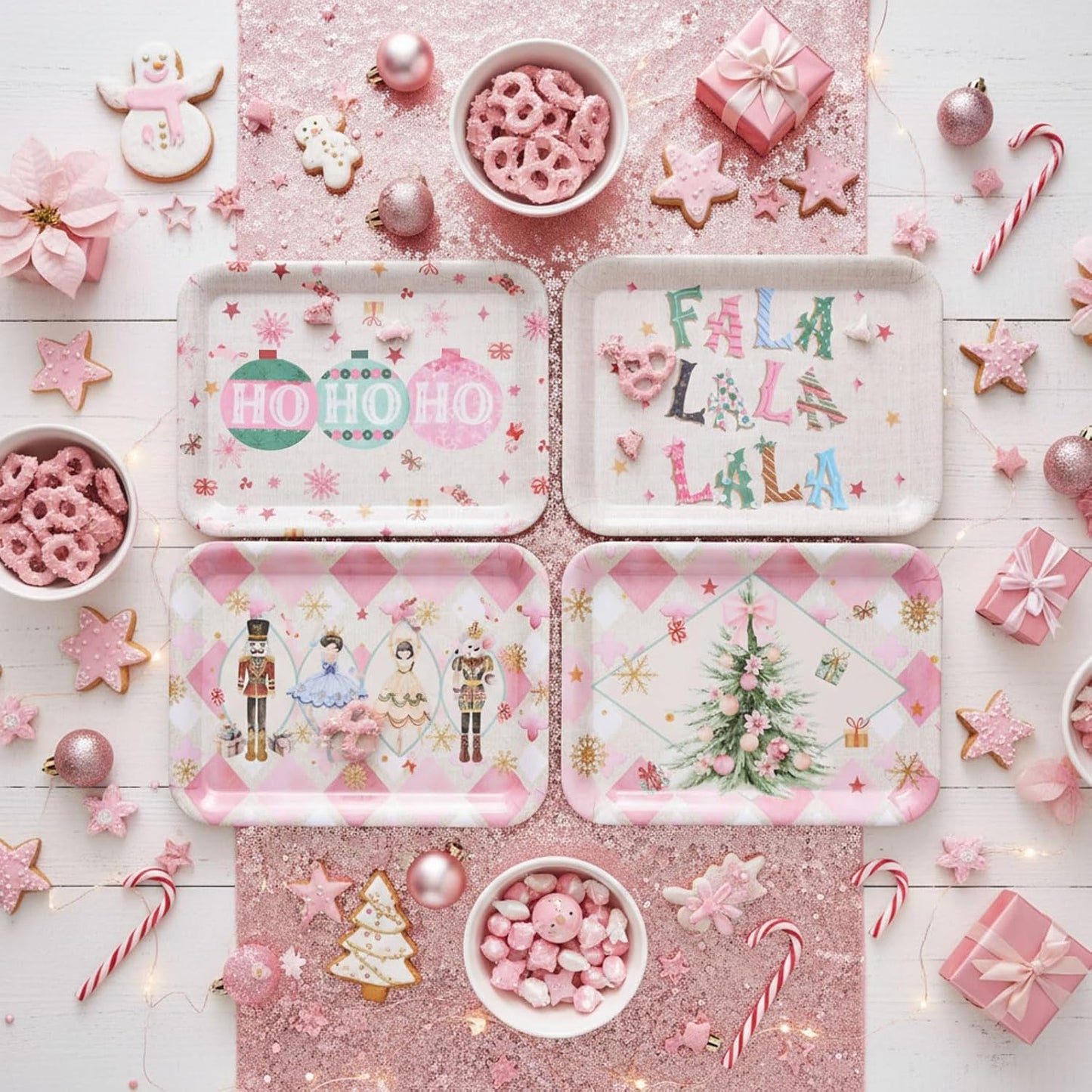 4 Pcs Valentine's Day Serving Tray 13 x 10 Inch Heart Reusable Serving Platter Melamine Dessert Plate Dish for Valentine's Day Party Decorations Supplies