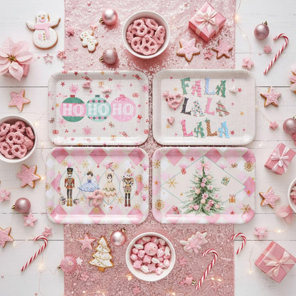 4 Pcs Valentine's Day Serving Tray 13 x 10 Inch Heart Reusable Serving Platter Melamine Dessert Plate Dish for Valentine's Day Party Decorations Supplies