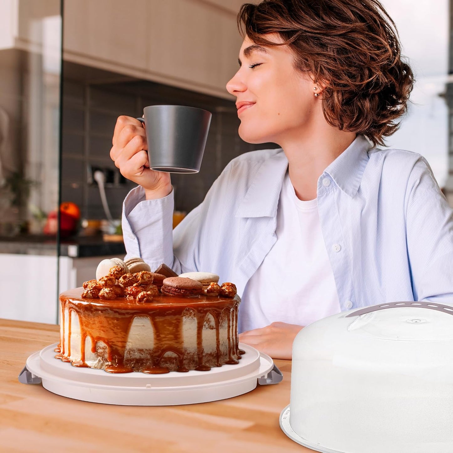 Tribello Extra Large Cake Storage Container, Cake Carrier With Handle Holds Cake 12 X 12 X 5 (Being)