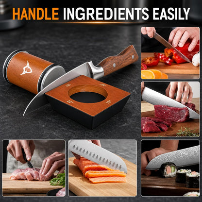 Rolling Knife Sharpener Kit, 4 Angle Magnetic, Diamond and Ceramic Discs