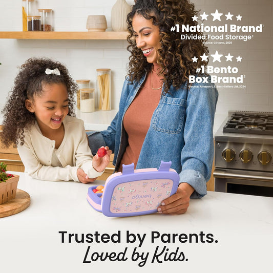 Bentgo Kids Prints Leak-Proof, 5-Compartment Bento-Style Kids Lunch Box - Ideal Portion Sizes for Ages 3-7, Durable, Drop-Proof, Dishwasher Safe, & PFAS & BPA-Free Materials (Dinosaur) - Colors B
