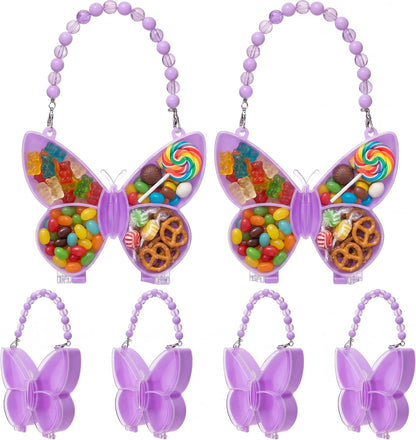 Cunno 6 Pack Valentines Day Containers Butterfly Shaped Food Containers Large Plastic Snack Box Food Storage with Handle Divided Serving Tray Portable Jewelry Organizer for Candy Fruit Purple