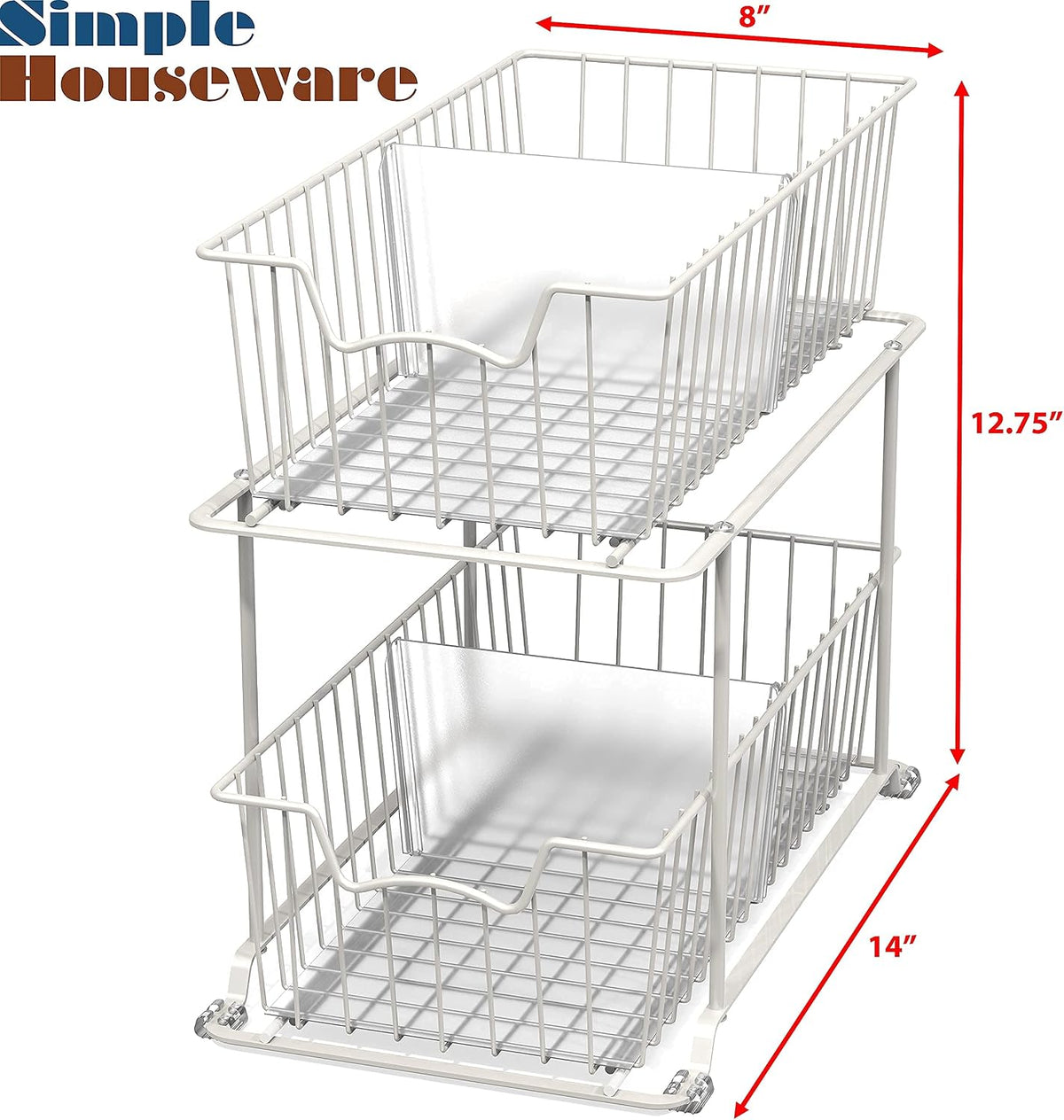 Simple Houseware 2 Tier Cabinet Wire Basket Drawer Organizer, Grey