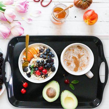 KAQAHIDO Large Melamine Serving Trays for Eating, 17.5’’ x 12’’ Serve Platter for Appetizer, Charcuterie, Food, Snack, Cupcakes, Dessert, BPA-Free, Dishwasher Safe Tray, Set of 2, White