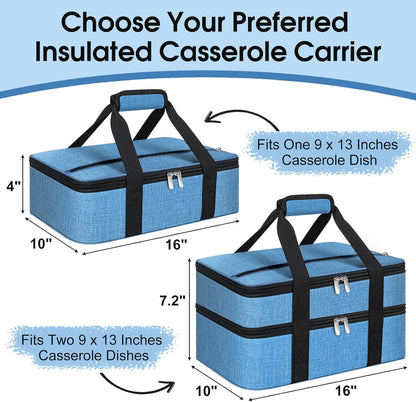 Insulated Casserole Carrier, Portable Casserole Carrier for Hot or Cold Food Lunch Tote Warmer or Cooler Bag, Lasagna Lunch Bag for Potluck Parties- Fits 9" x 13" Baking Dish-Charcoal Grey