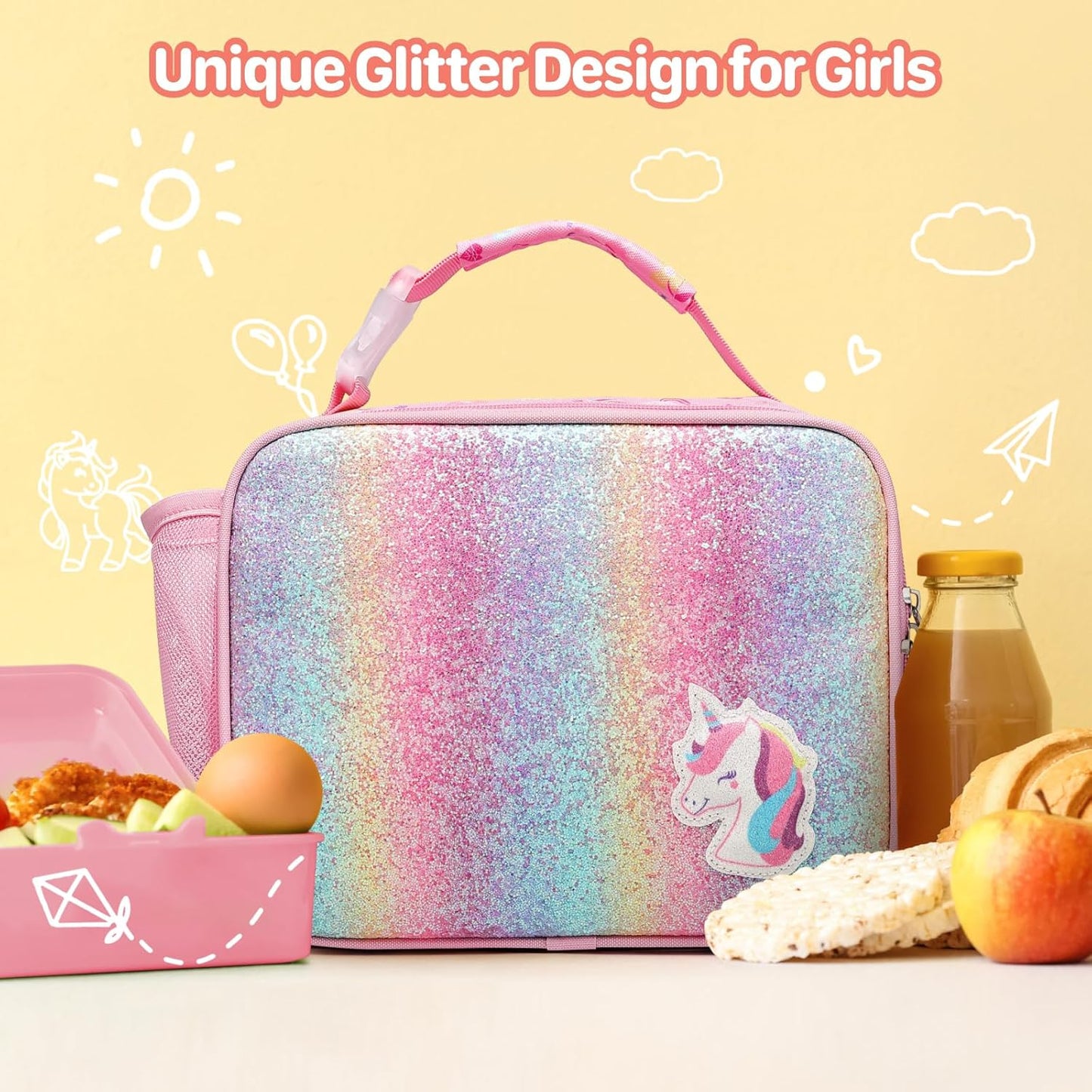 Kids Lunch Bag Boys - Insulated Kids Lunch Box Reusable Lunchbox with Water Bottle Holder Toddler Lunch Tote Bag for School Daycare, Black Dino Fossil