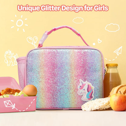 Kids Lunch Bag Boys - Insulated Kids Lunch Box Reusable Lunchbox with Water Bottle Holder Toddler Lunch Tote Bag for School Daycare, Black Dino Fossil