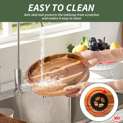 Defined Deco12in Serving Tray and Platters, Acacia Wood chip & dip Sets for Party, 360° Rotatable Serving Dishes for Chips and Dip, Fruit,Veggies, Candy and Snack, (Including 2X Dip Bowls, 1 Spoon)