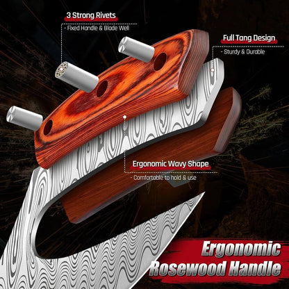 ROCOCO Pizza Cutter Ulu Knife – Full Tang Mezzaluna Rocker Knife
