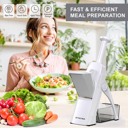 Safe Mandoline Slicer for Kitchen, Meal Prep,Potato Slicer, Adjustable/Easy to Clean/Storage, Kitchen Chopping Artifact,French Fry Cutter,Paring Knife/Cleaning Brush (only Slice, Black Knight)