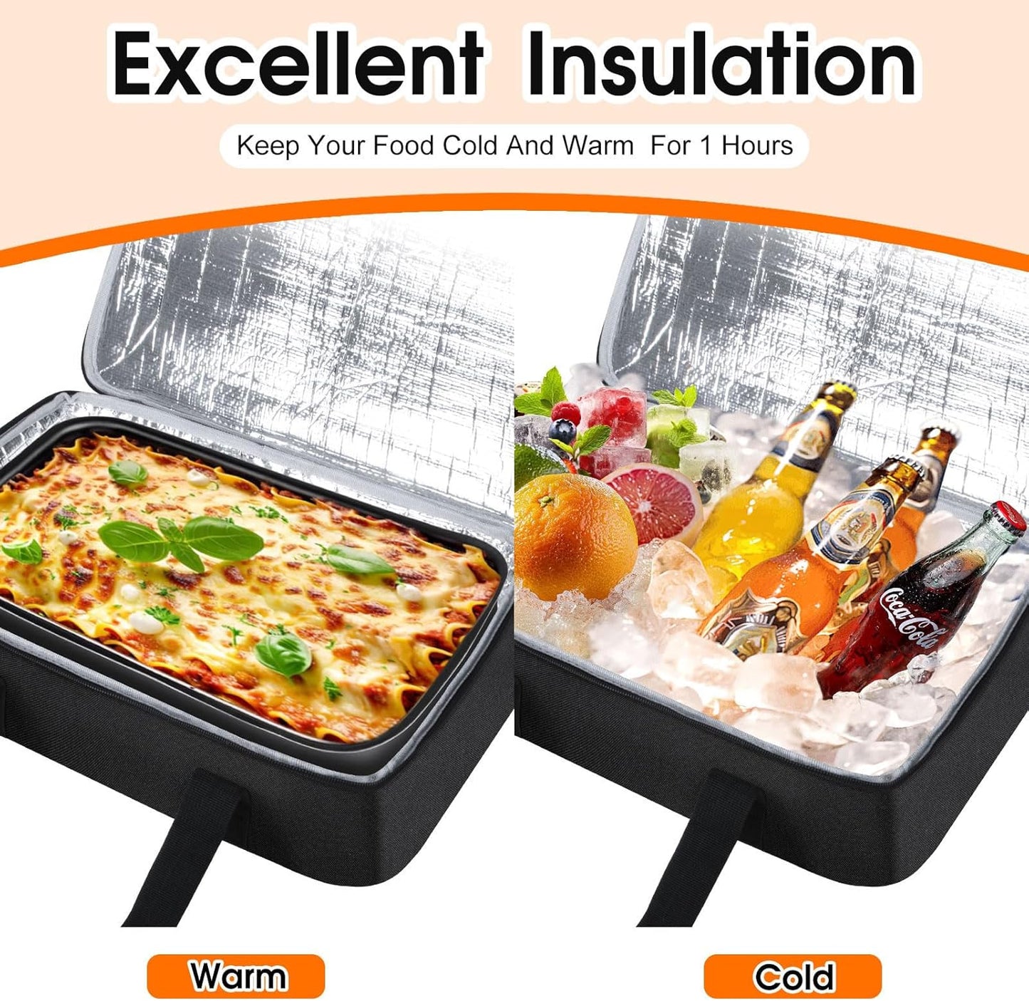 Insulated Casserole Carrier, Portable Casserole Carrier for Hot or Cold Food Lunch Tote Warmer or Cooler Bag, Lasagna Lunch Bag for Potluck Parties- Fits 9" x 13" Baking Dish-Charcoal Grey
