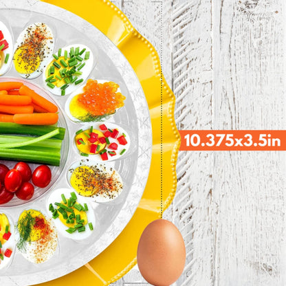KRE Sure Fresh Deviled Egg Carrier with Lid 10.375x3.5In Freezer Safe Display Home Kitchens Outdoor Indoor Cookout Valentines Day Birthdays Party Plastic Food Trays Pack of 2 with Bonus Restrav