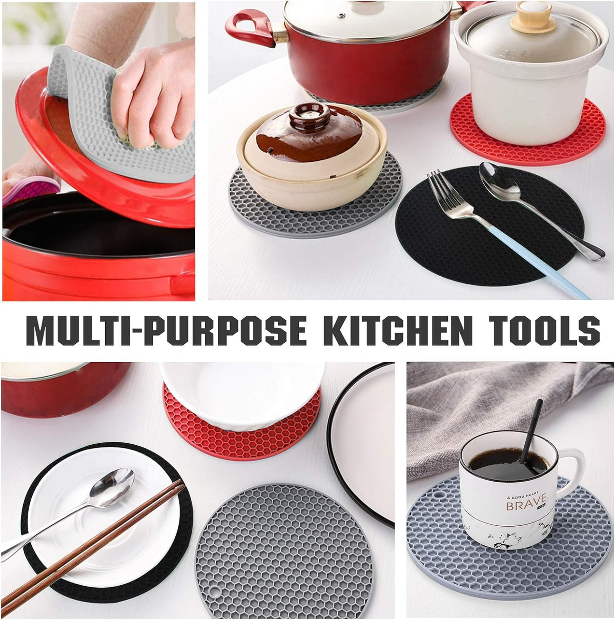 Joyhalo 4 Pack Trivets for Hot Dishes