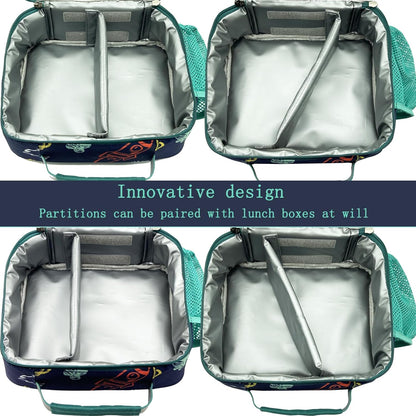 Kulle Space Lunch Box for Kids, Insulated Lunch Bag for Boys, Large Capacity Thermal Tote for School, Office, Daycare - Rocket Design, Washable & Leakproof