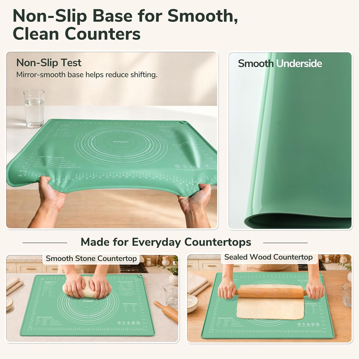 Platinum Silicone Pastry Mat with Measurements, 28 x 20 in | 5 mm raised edge, non-slip base and nonstick surface for rolling dough, sourdough, pizza dough and pie crust