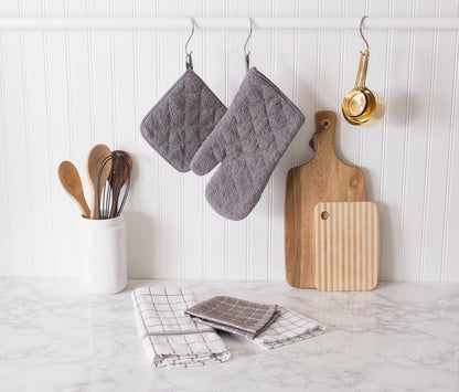 DII Basic Terry Collection Quilted 100% Cotton, Pan Handle, Nautical Blue