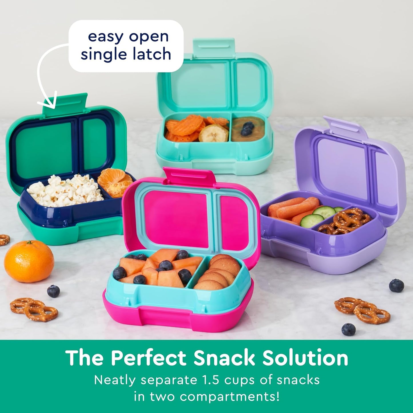 Bentgo Kids Snack - 2 Compartment Leak-Proof Bento Box Container for Snacks and Small Meals, Easy-Open Latch, Dishwasher Safe, BPA-Free for School, Daycare, & Sports - Ideal for Ages 3+ (Gray)