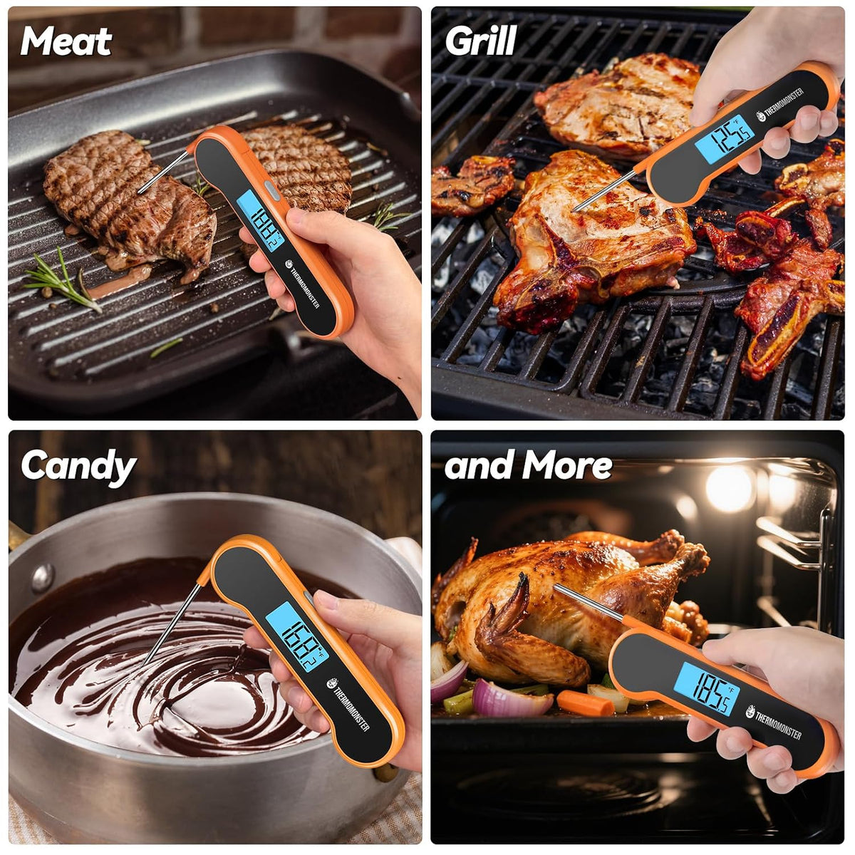 0.5 Sec Instant Read Meat Thermometer Digital for Cooking, Red
