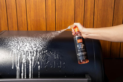 Traeger Grills Deep Cleaning Kit - Exterior Detailing Spray (16oz), Foaming Degreaser (16oz), Grill Scraper & Pad, Microfiber Towels, Nitrile Gloves - Tools for cleaning Grill, Smoker, Oven, Griddle