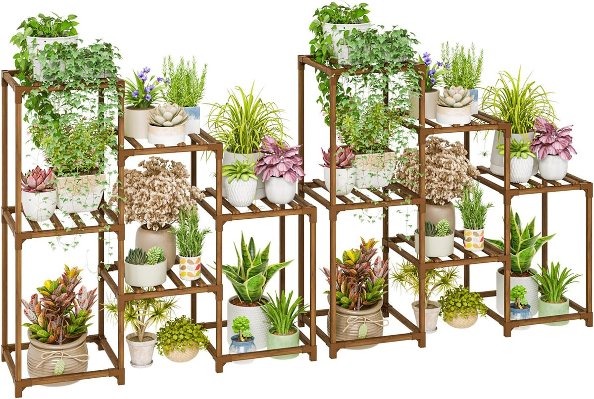 Bamworld Plant Stand Indoor Plant Shelf Outdoor Wood Plant Rack