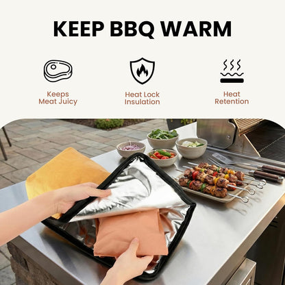 BBQ Prep Tub with BBQ Blanket, 16L Multifunctional Camping Cutting Board with Locking Lid, Reusable Meat Resting Bag for Smoking, Collapsible Dish Basin for Marinating Food (Large 16L)