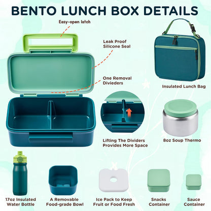 JXXM Bento Lunch Box for Kids With 8oz Thermo, Leakproof Bento Box with with 2 Compartments, Insulated Bottle, Lunch Bag, BPA Free Dishwasher Safe for School Girls Boys (Pink)