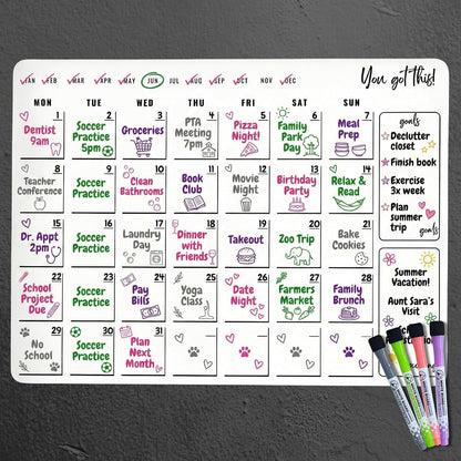 Magnetic Dry Erase Calendar for Fridge – 3 Pack Monthly Whiteboard Meal Planning Board w/4 Markers – Daily Task, Weekly Planner & Schedule Board for Refrigerator, Kitchen & Office Use