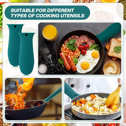 Patelai 2pcs Silicone Pan Handle Sleeve for Cast Iron Skillet, Black