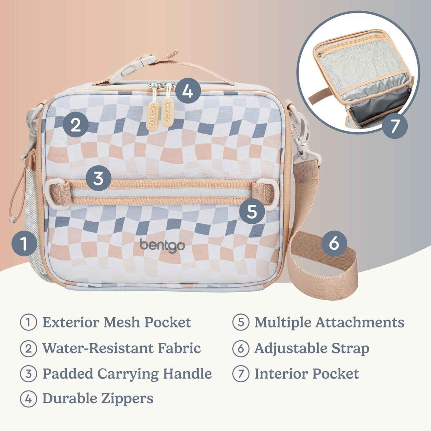 Bentgo Kids Lunch Bag - Durable, Double-Insulated Lunch Bag for Kids 3+; Holds Lunch Box, Water Bottle, & Snacks; Easy-Clean Water-Resistant Fabric & Multiple Zippered Pockets (Mermaid)